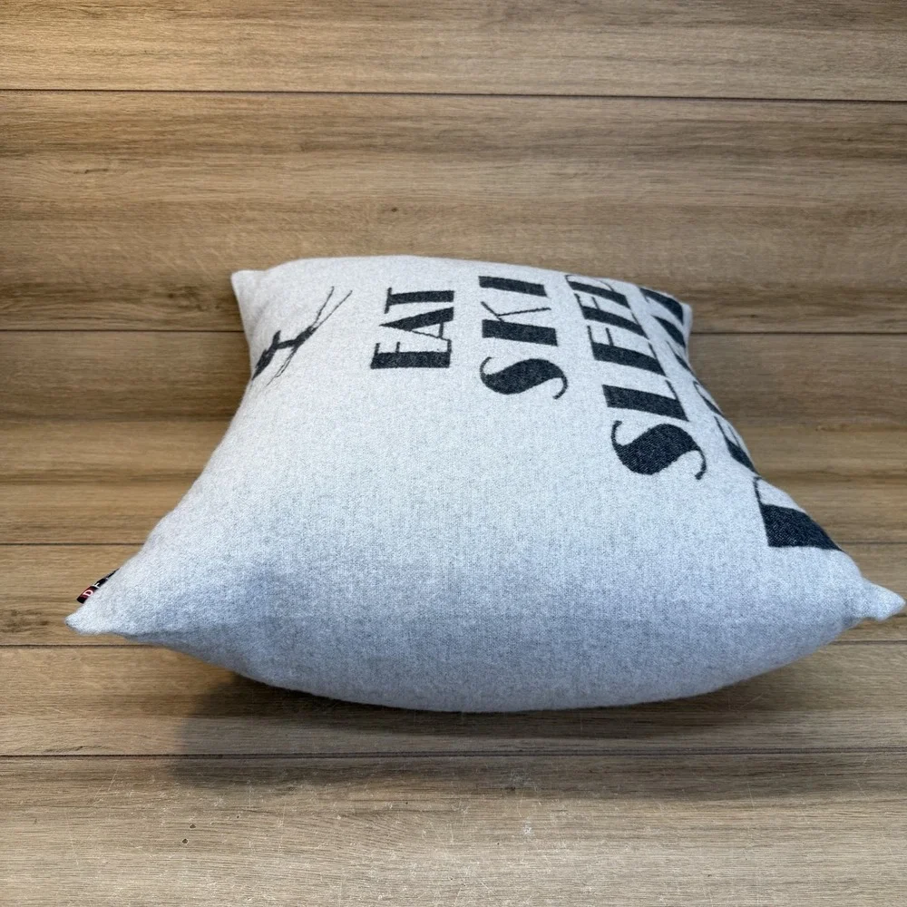 David Fussenegger Gray Soft Pillow Alpine Chalet Eat Sleep Ski Repeat Winter